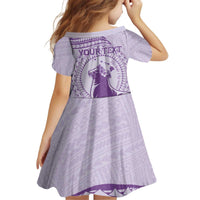 Personalised Hawaii Monk Seal Family Matching Puletasi and Hawaiian Shirt Polynesian Tattoo With Tropical Flowers - Purple Pastel LT14 - Polynesian Pride