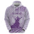 Personalised Hawaii Monk Seal Hoodie Polynesian Tattoo With Tropical Flowers - Purple Pastel