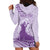 Personalised Hawaii Monk Seal Hoodie Dress Polynesian Tattoo With Tropical Flowers - Purple Pastel