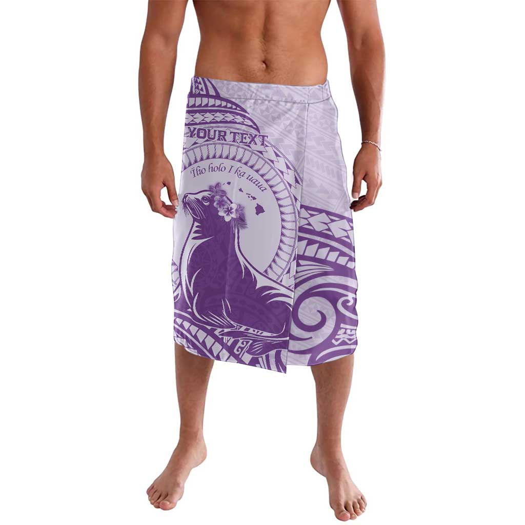 Personalised Hawaii Monk Seal Lavalava Polynesian Tattoo With Tropical Flowers - Purple Pastel