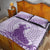 Personalised Hawaii Monk Seal Quilt Bed Set Polynesian Tattoo With Tropical Flowers - Purple Pastel