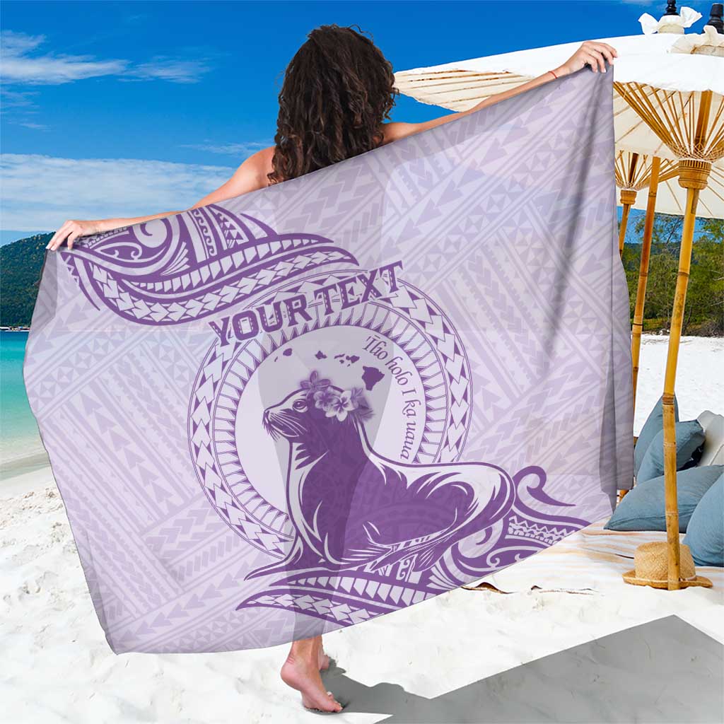 Personalised Hawaii Monk Seal Sarong Polynesian Tattoo With Tropical Flowers - Purple Pastel