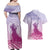 Personalised Hawaii Monk Seal Couples Matching Off Shoulder Maxi Dress and Hawaiian Shirt Polynesian Tattoo With Tropical Flowers - Purple Gradient