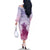 Personalised Hawaii Monk Seal Family Matching Off The Shoulder Long Sleeve Dress and Hawaiian Shirt Polynesian Tattoo With Tropical Flowers - Purple Gradient