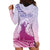 Personalised Hawaii Monk Seal Hoodie Dress Polynesian Tattoo With Tropical Flowers - Purple Gradient