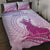 Personalised Hawaii Monk Seal Quilt Bed Set Polynesian Tattoo With Tropical Flowers - Purple Gradient