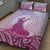 Personalised Hawaii Monk Seal Quilt Bed Set Polynesian Tattoo With Tropical Flowers - Purple Gradient