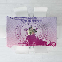 Personalised Hawaii Monk Seal Tablecloth Polynesian Tattoo With Tropical Flowers - Purple Gradient