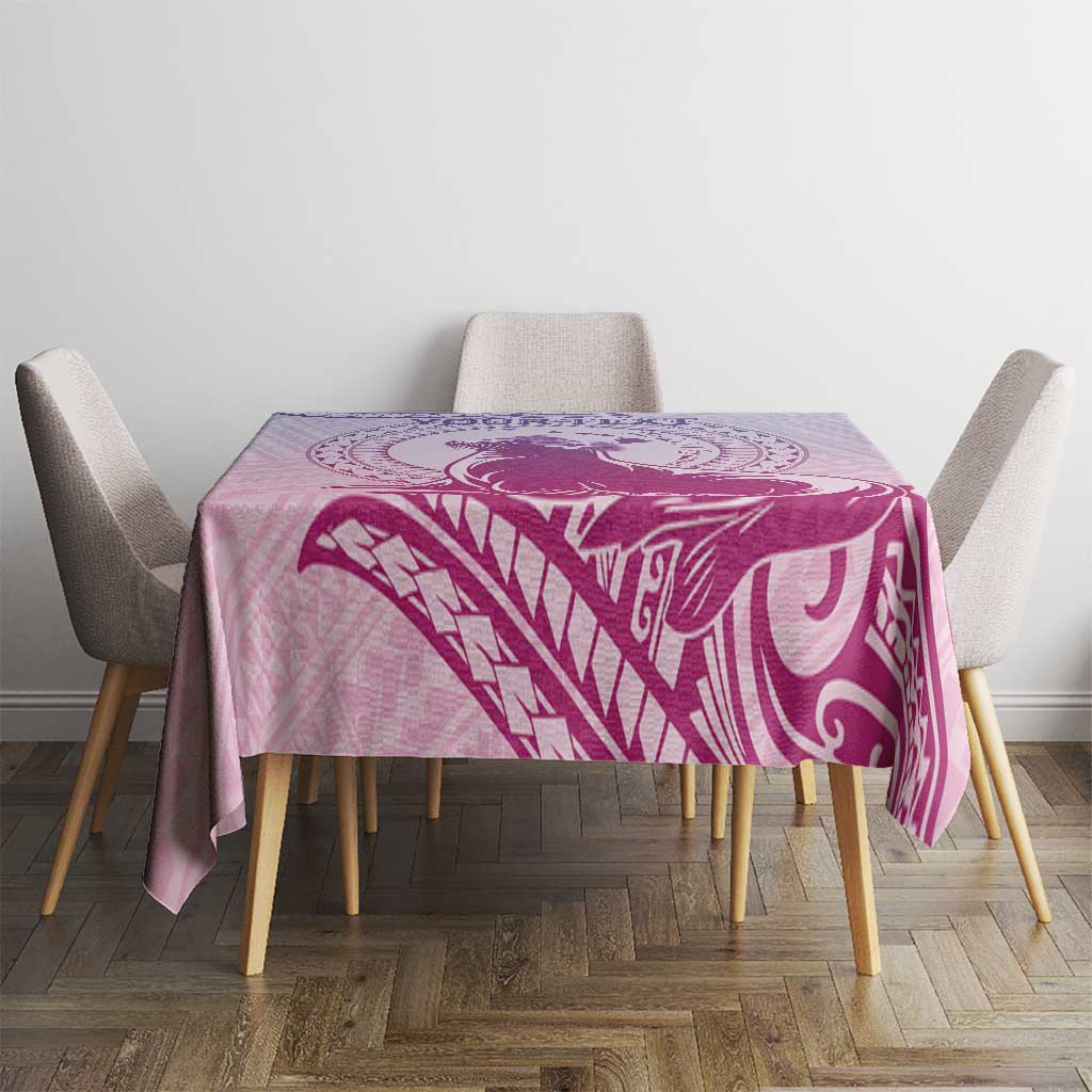 Personalised Hawaii Monk Seal Tablecloth Polynesian Tattoo With Tropical Flowers - Purple Gradient