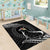 Personalised Hawaii Monk Seal Area Rug Polynesian Tattoo With Tropical Flowers - Black