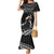 Personalised Hawaii Monk Seal Family Matching Mermaid Dress and Hawaiian Shirt Polynesian Tattoo With Tropical Flowers - Black