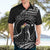 Personalised Hawaii Monk Seal Hawaiian Shirt Polynesian Tattoo With Tropical Flowers - Black