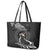 Personalised Hawaii Monk Seal Leather Tote Bag Polynesian Tattoo With Tropical Flowers - Black