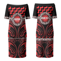 Aotearoa Ngapuhi Personalised Couples Matching Puletasi and Hawaiian Shirt Maori Iwi Poutama Puhoro Tattoo