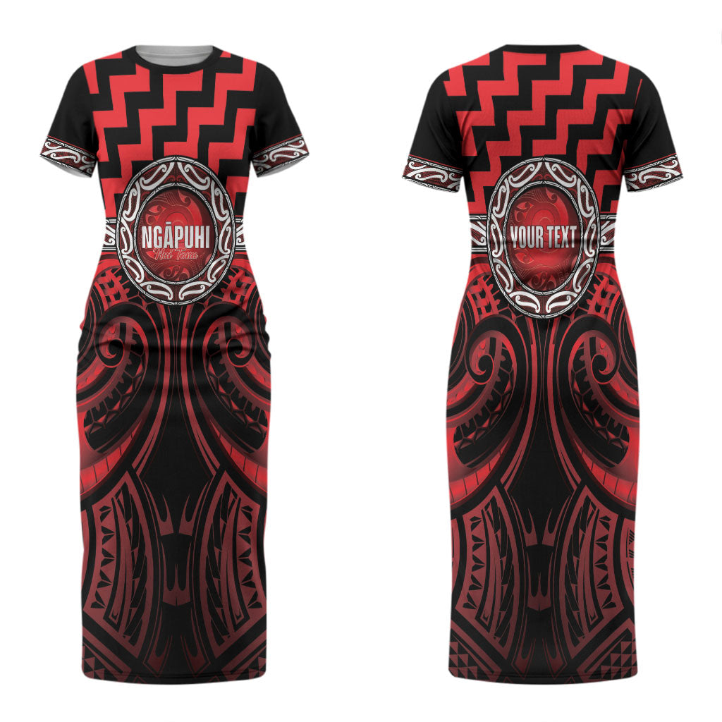 Aotearoa Ngapuhi Personalised Couples Matching Short Sleeve Bodycon Dress and Hawaiian Shirt Maori Iwi Poutama Puhoro Tattoo