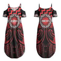 Aotearoa Ngapuhi Personalised Couples Matching Summer Maxi Dress and Long Sleeve Button Shirt Maori Iwi Poutama Puhoro Tattoo