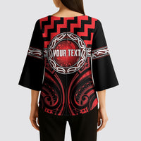 Aotearoa Ngapuhi Personalised Kimono Sleeve Blouse Maori Iwi Poutama Puhoro Tattoo