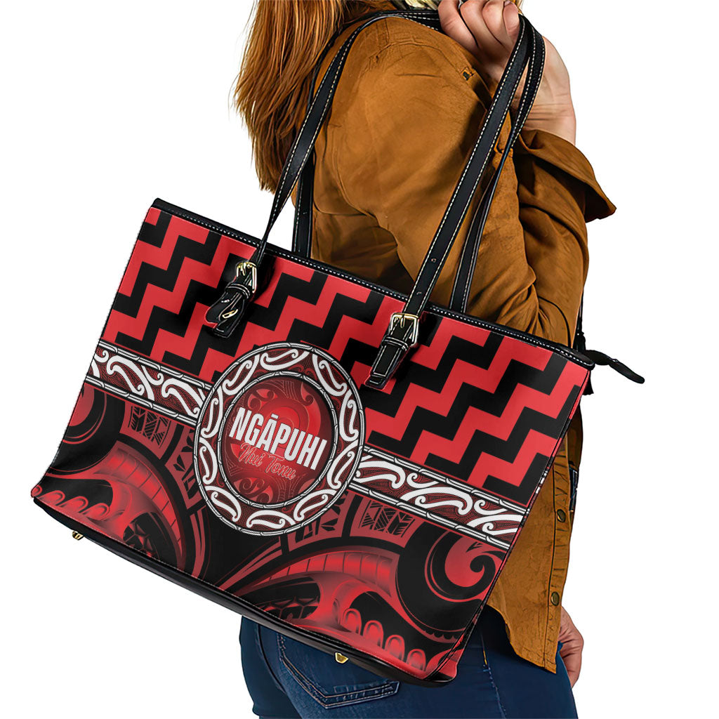 Aotearoa Ngapuhi Leather Tote Bag Maori Iwi Poutama Puhoro Tattoo