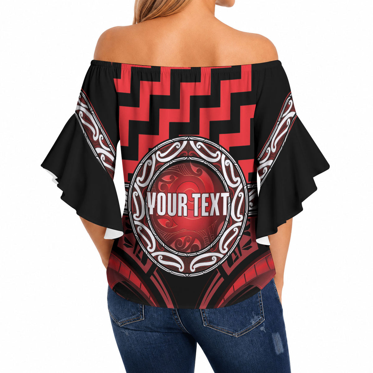Aotearoa Ngapuhi Personalised Off Shoulder Wrap Waist Top Maori Iwi Poutama Puhoro Tattoo
