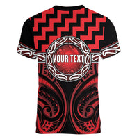 Aotearoa Ngapuhi Personalised Women V-Neck T-Shirt Maori Iwi Poutama Puhoro Tattoo