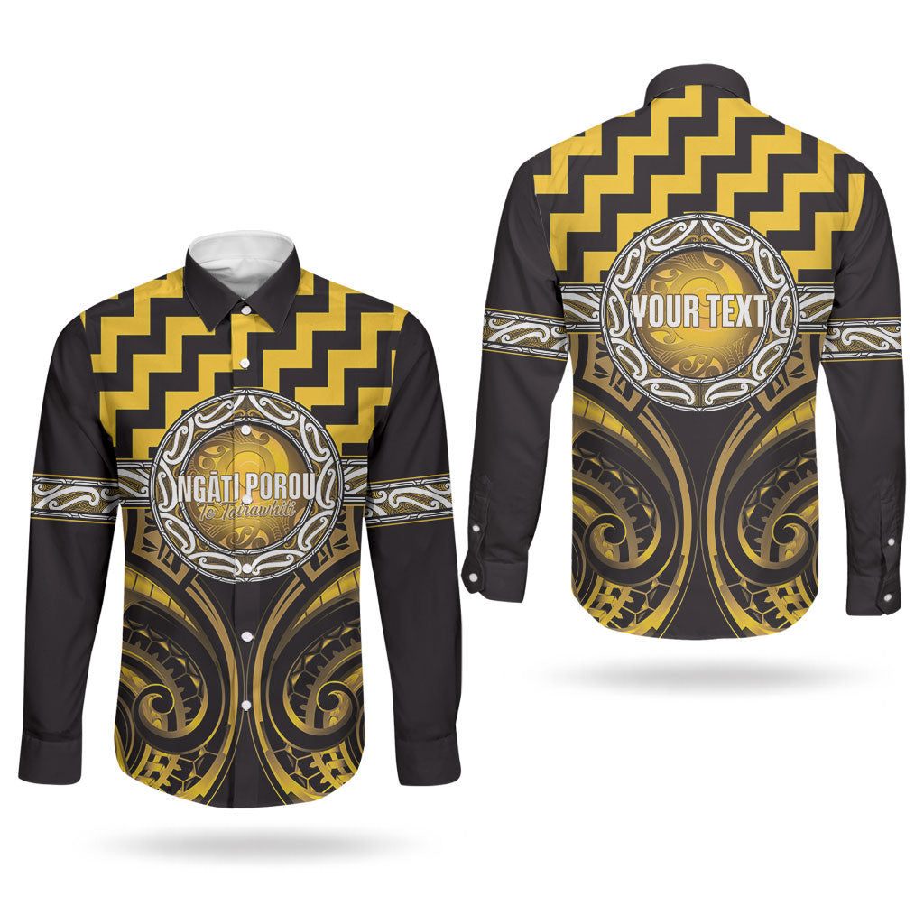 Aotearoa Ngati Porou Personalised Couples Matching Off The Shoulder Long Sleeve Dress and Long Sleeve Button Shirt Maori Iwi Poutama Puhoro Tattoo