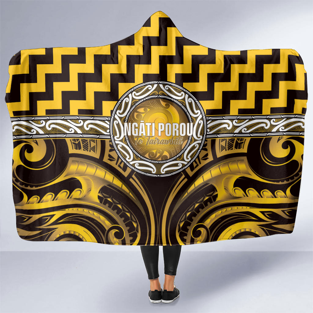 Aotearoa Ngati Porou Hooded Blanket Maori Iwi Poutama Puhoro Tattoo LT14 One Size Yellow - Polynesian Pride