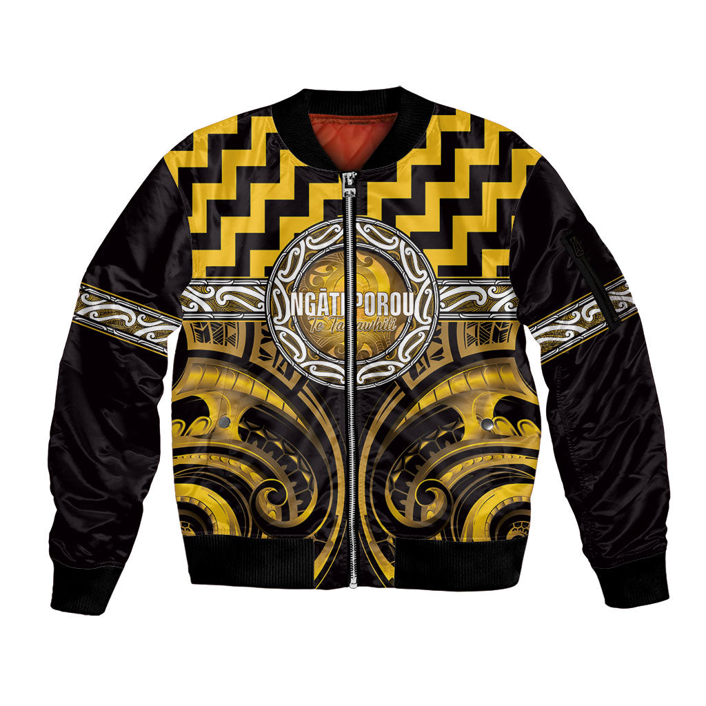 Aotearoa Ngati Porou Personalised Sleeve Zip Bomber Jacket Maori Iwi Poutama Puhoro Tattoo