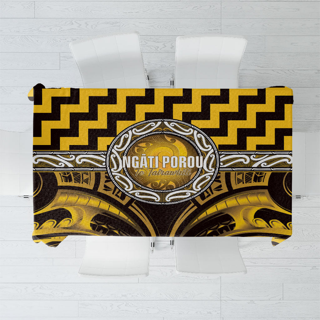 Aotearoa Ngati Porou Tablecloth Maori Iwi Poutama Puhoro Tattoo LT14 Yellow - Polynesian Pride