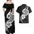 Polynesia Couples Matching Off Shoulder Maxi Dress and Hawaiian Shirt Plumeria With Tribal Pattern Black Vibes LT14 - Polynesian Pride