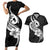 Polynesia Couples Matching Short Sleeve Bodycon Dress and Hawaiian Shirt Plumeria With Tribal Pattern Black Vibes LT14 Black - Polynesian Pride