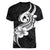 Polynesia Women V Neck T Shirt Plumeria With Tribal Pattern Black Vibes LT14 - Polynesian Pride