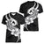 Polynesia Women V Neck T Shirt Plumeria With Tribal Pattern Black Vibes LT14 - Polynesian Pride
