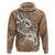 Polynesia Hoodie Plumeria With Tribal Pattern Brown Pastel Vibes LT14 Brown - Polynesian Pride