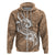 Polynesia Hoodie Plumeria With Tribal Pattern Brown Pastel Vibes LT14 - Polynesian Pride