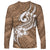 Polynesia Long Sleeve Shirt Plumeria With Tribal Pattern Brown Pastel Vibes LT14 - Polynesian Pride