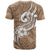 Polynesia T Shirt Plumeria With Tribal Pattern Brown Pastel Vibes LT14 - Polynesian Pride