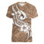 Polynesia Women V Neck T Shirt Plumeria With Tribal Pattern Brown Pastel Vibes LT14 Female Brown - Polynesian Pride