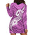 Polynesia Hoodie Dress Plumeria With Tribal Pattern Pink Pastel Vibes LT14 - Polynesian Pride