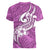 Polynesia Women V Neck T Shirt Plumeria With Tribal Pattern Pink Pastel Vibes LT14 - Polynesian Pride