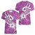 Polynesia Women V Neck T Shirt Plumeria With Tribal Pattern Pink Pastel Vibes LT14 - Polynesian Pride