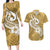 Polynesia Couples Matching Long Sleeve Bodycon Dress and Hawaiian Shirt Plumeria With Tribal Pattern Yellow Pastel Vibes LT14 Yellow - Polynesian Pride