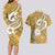 Polynesia Couples Matching Long Sleeve Bodycon Dress and Hawaiian Shirt Plumeria With Tribal Pattern Yellow Pastel Vibes LT14 - Polynesian Pride