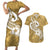 Polynesia Couples Matching Short Sleeve Bodycon Dress and Hawaiian Shirt Plumeria With Tribal Pattern Yellow Pastel Vibes LT14 Yellow - Polynesian Pride