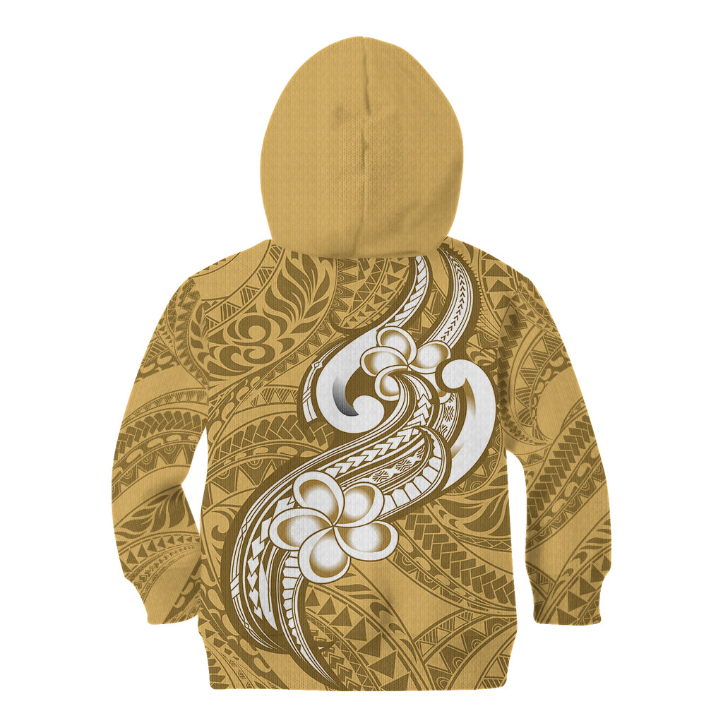 Polynesia Kid Hoodie Plumeria With Tribal Pattern Yellow Pastel Vibes LT14 - Polynesian Pride