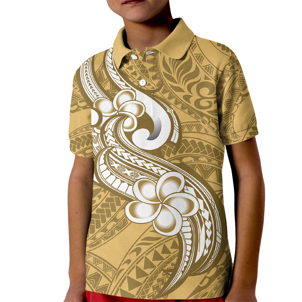 Polynesia Kid Polo Shirt Plumeria With Tribal Pattern Yellow Pastel Vibes LT14 Kid Yellow - Polynesian Pride