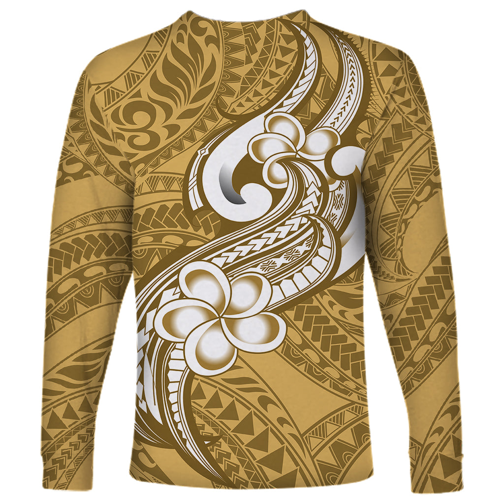 Polynesia Long Sleeve Shirt Plumeria With Tribal Pattern Yellow Pastel Vibes LT14 - Polynesian Pride