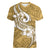Polynesia Women V Neck T Shirt Plumeria With Tribal Pattern Yellow Pastel Vibes LT14 Female Yellow - Polynesian Pride