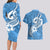 Polynesia Couples Matching Long Sleeve Bodycon Dress and Hawaiian Shirt Plumeria With Tribal Pattern Blue Pastel Vibes LT14 - Polynesian Pride