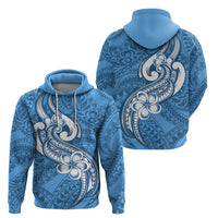 Polynesia Hoodie Plumeria With Tribal Pattern Blue Pastel Vibes LT14 - Polynesian Pride