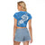 Polynesia Raglan Cropped T Shirt Plumeria With Tribal Pattern Blue Pastel Vibes LT14 - Polynesian Pride